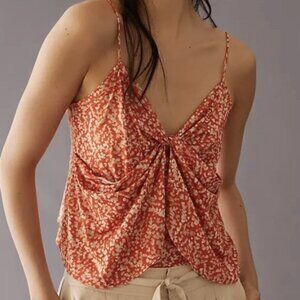 NWT By Anthropologie Twist Cami Tank Orange Motif Floral Small